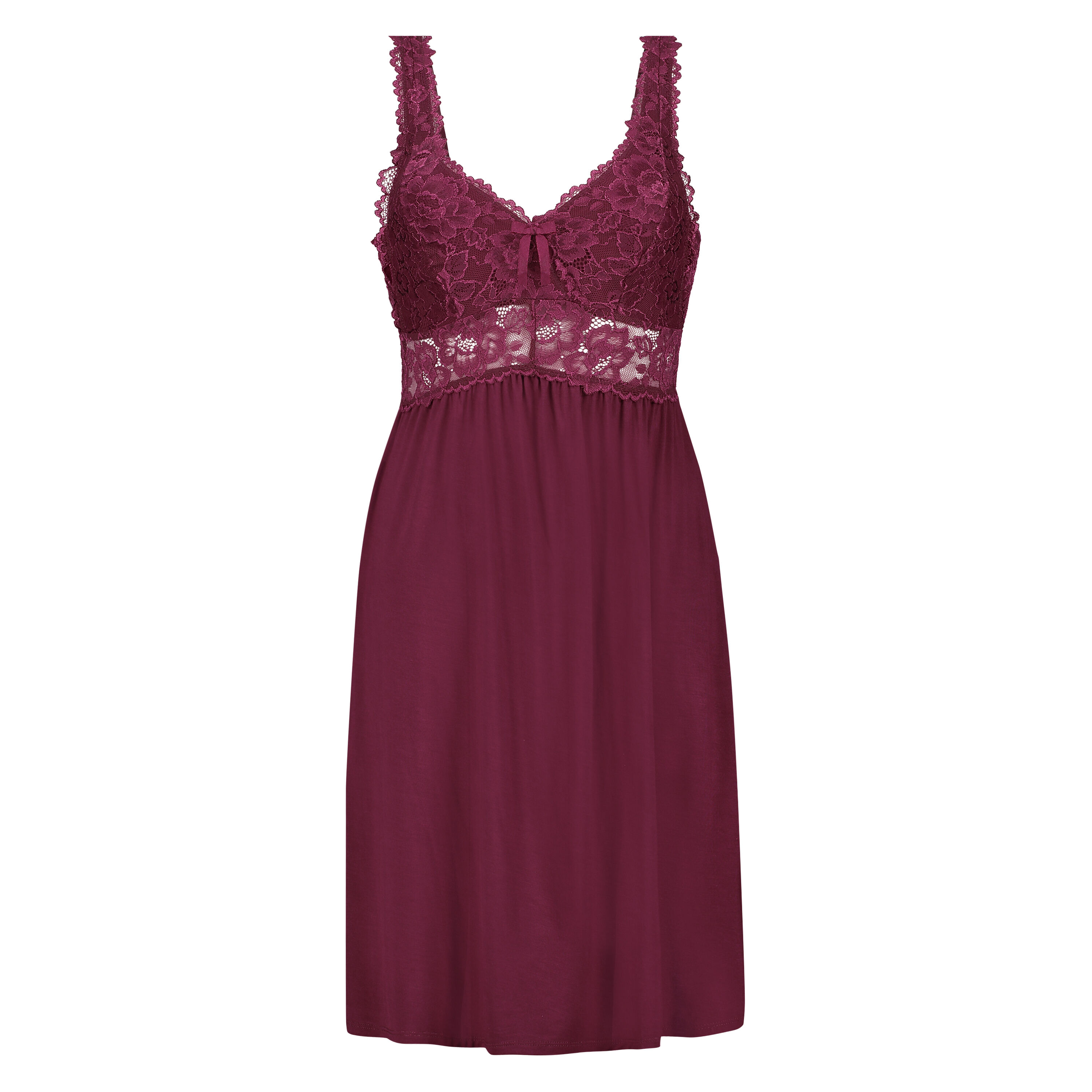 Modal Lace Slip Dress, Red