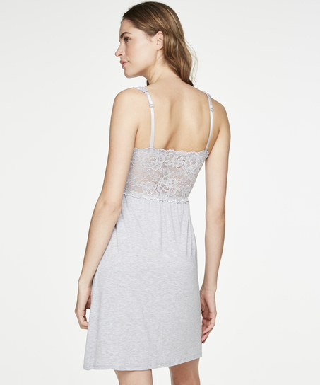 Modal Lace Slip Dress, Grey