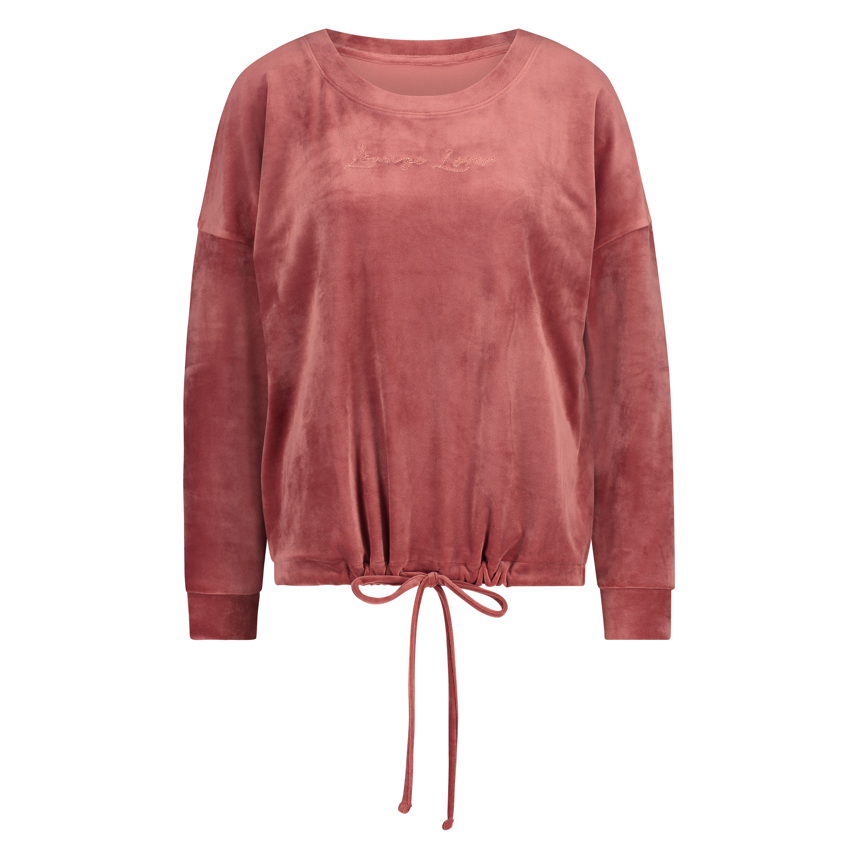 Long-sleeved Velour Top, Pink, main