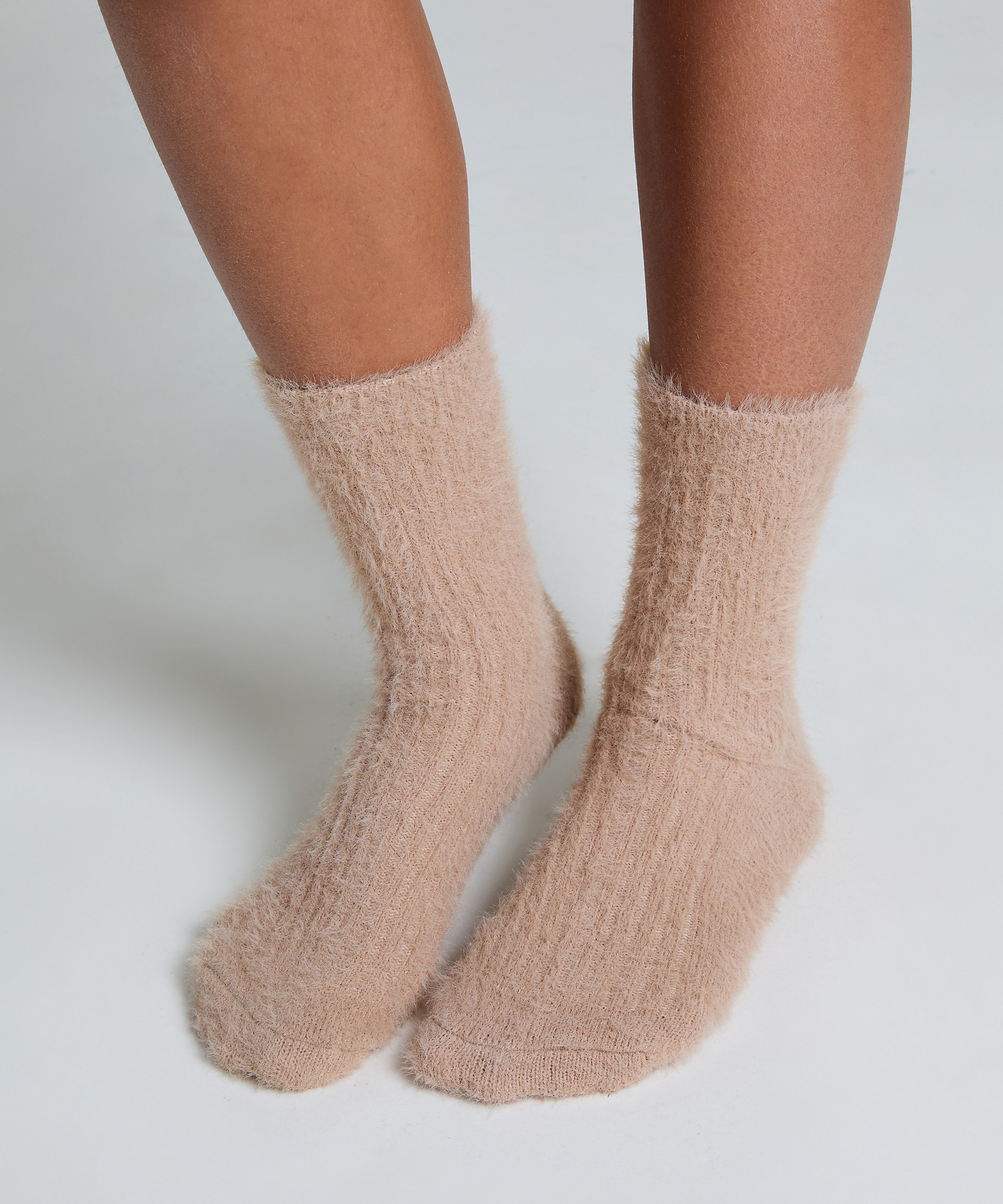 Liv Fluffy Socks, Beige, main