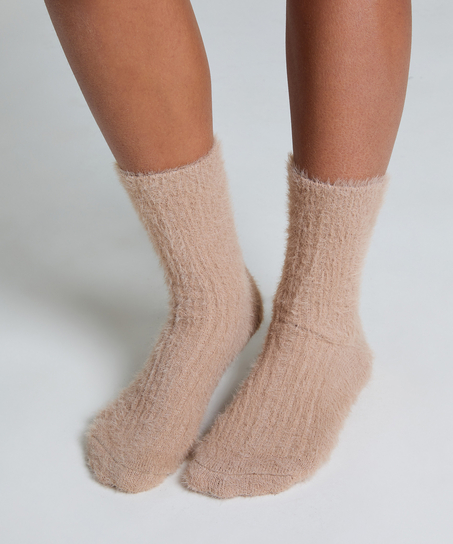 Liv Fluffy Socks, Beige