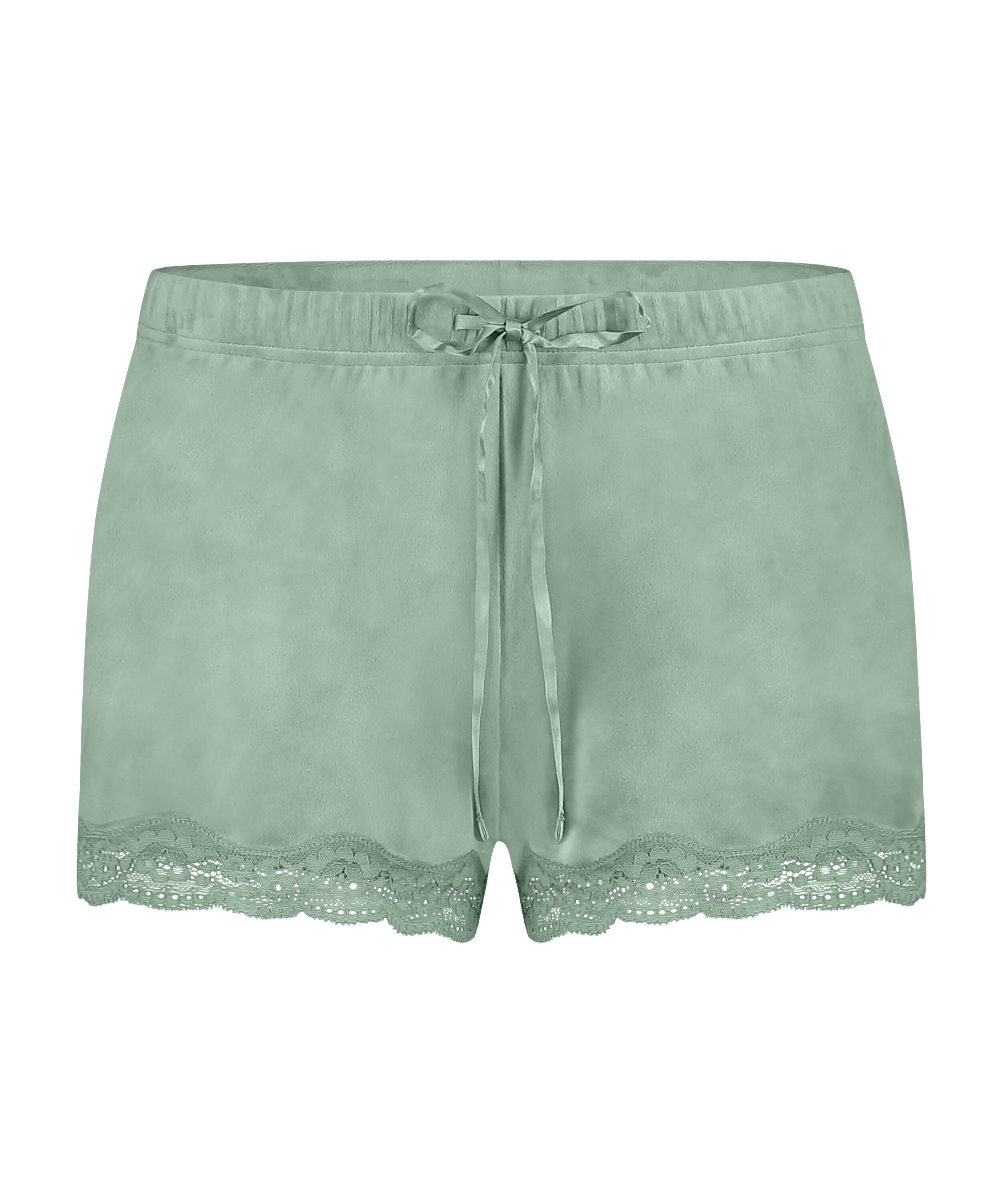 Velvet lace shorts, Green