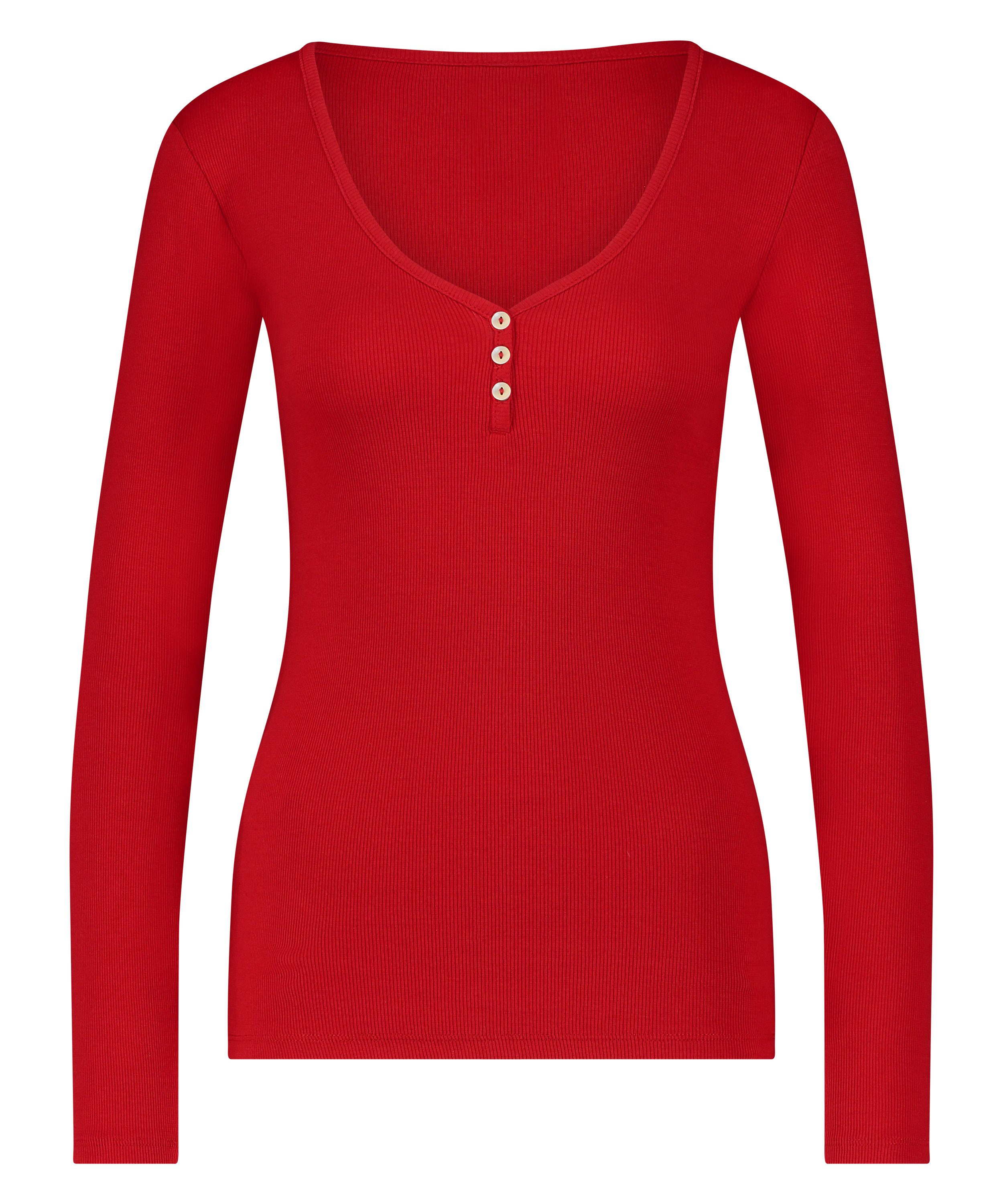 Long-Sleeved Pyjama Top, Red, main