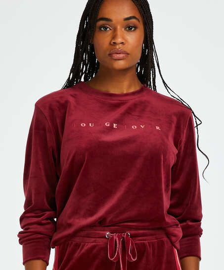 Long-sleeved Velours top, Red