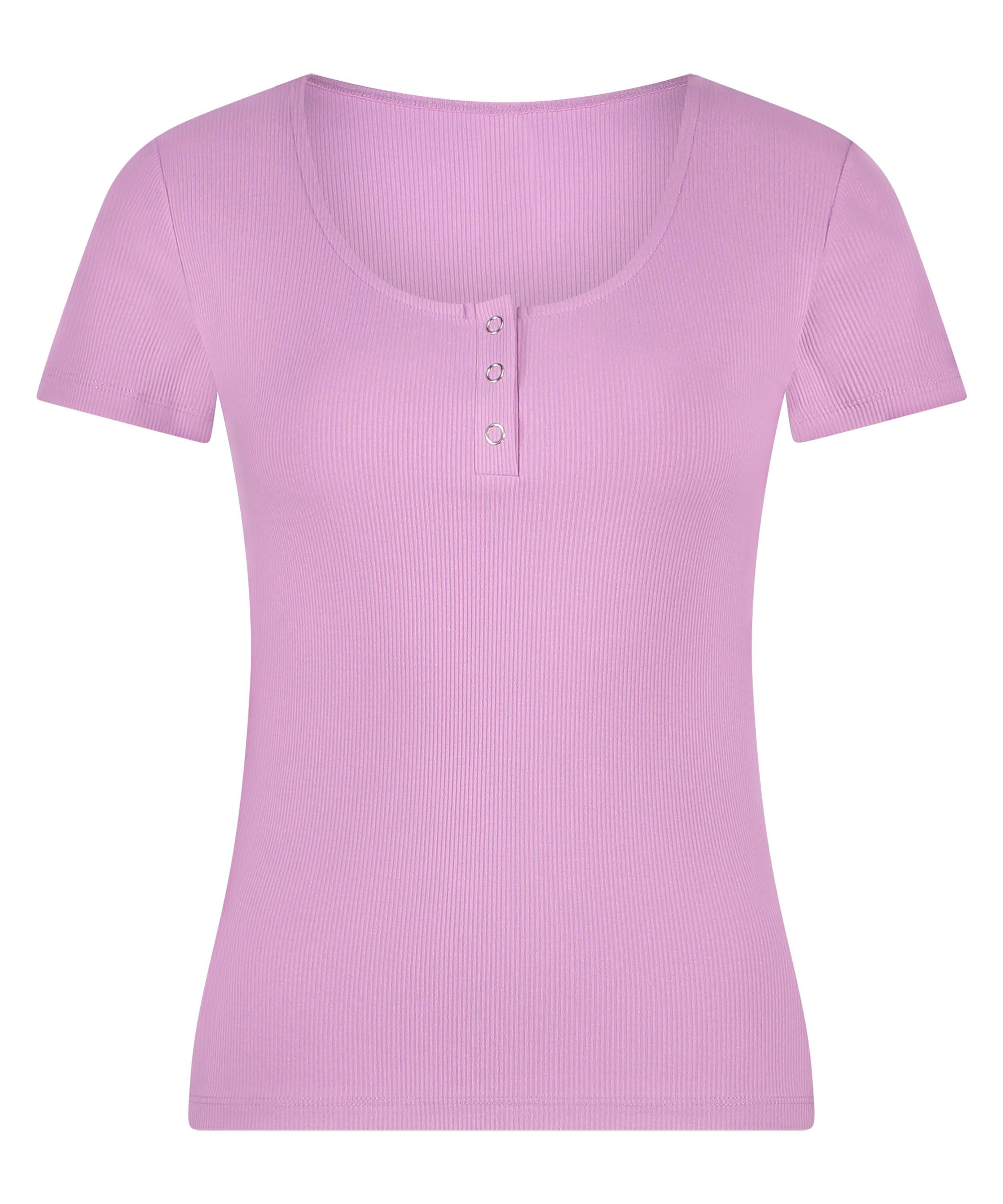 Henley Short Sleeved Pyjama Top, Purple