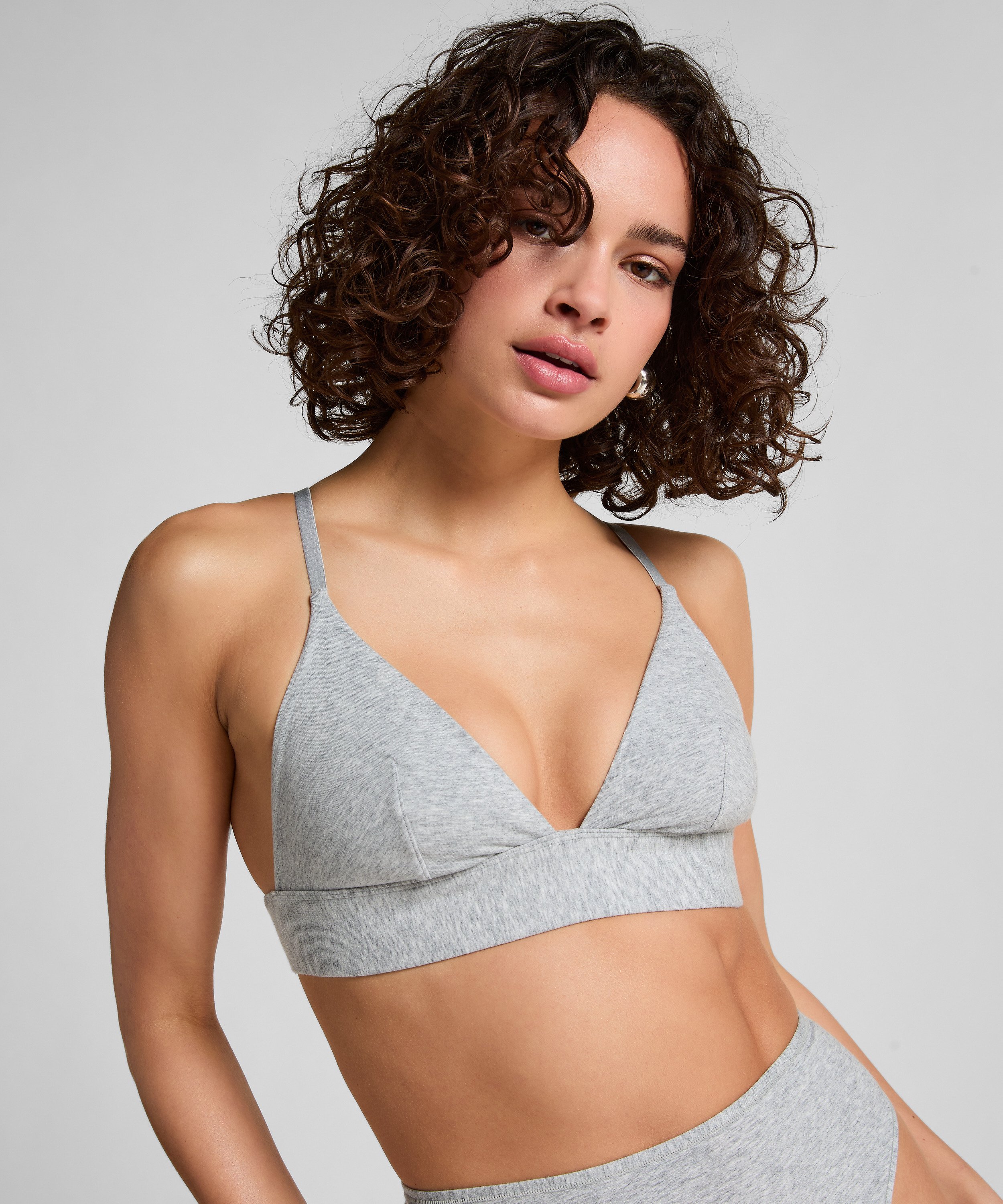 Cotton Bralette, Grey, main