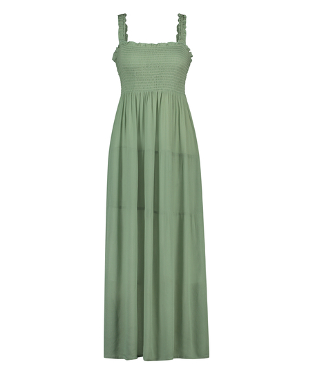 Smocked maxi dress, Green