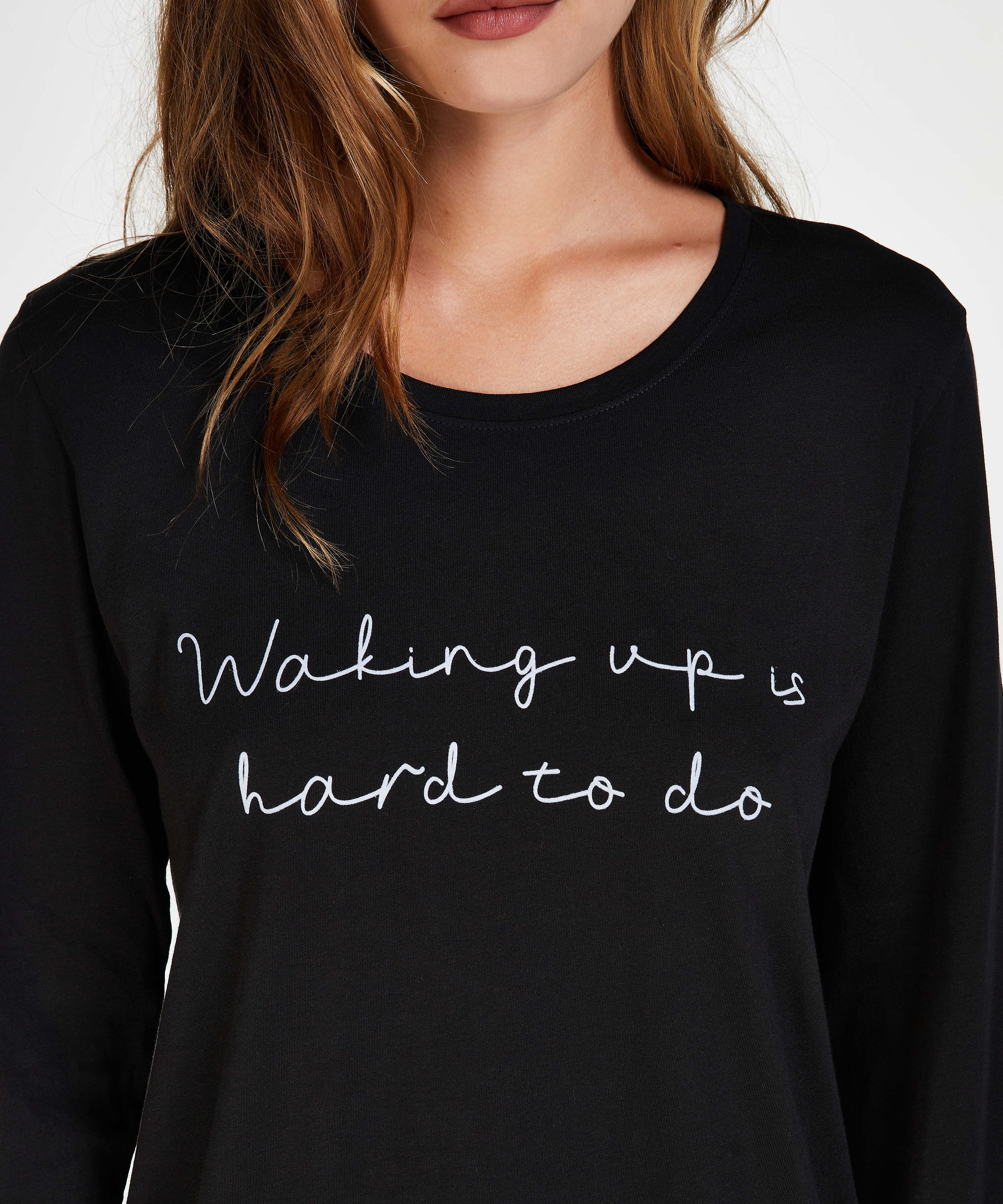 Round Neck Nightshirt, Black, main