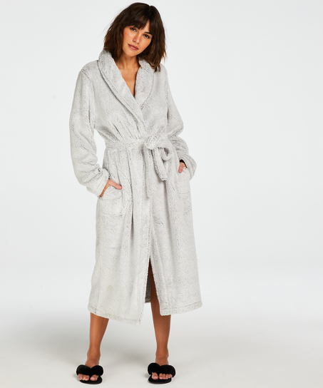 Fleece Bathrobe, Grey