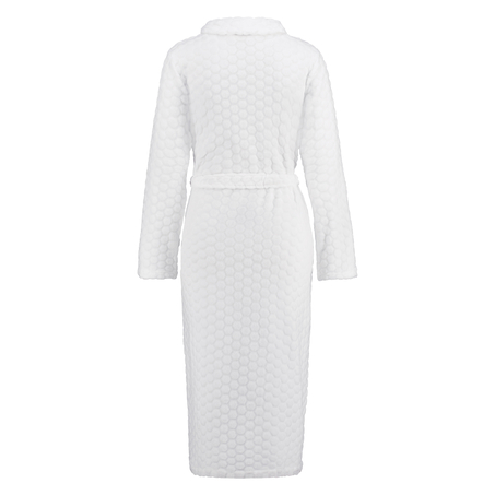 Long Fleece Bathrobe, White