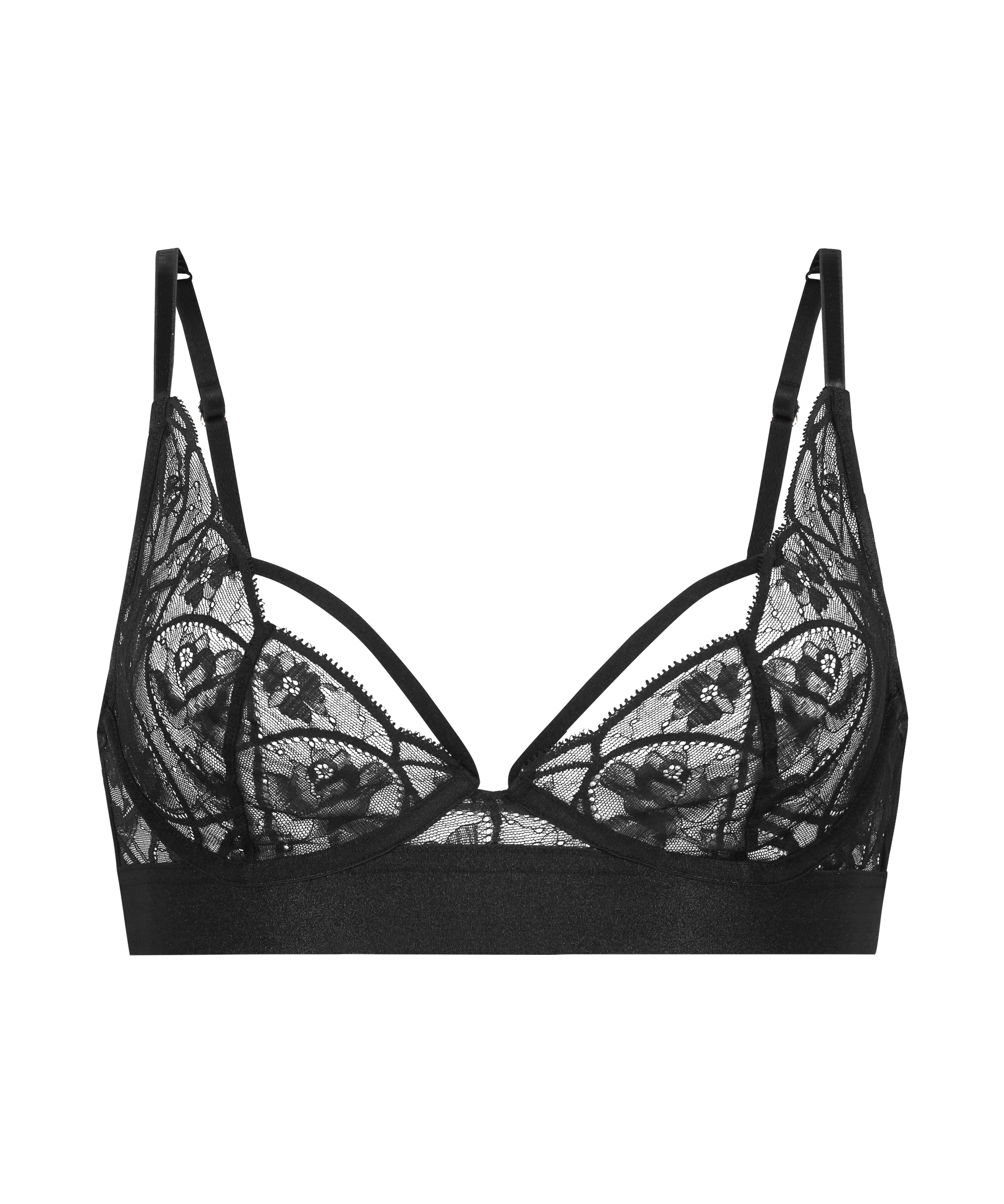 Luna Non-Padded Underwired Longline Bra, Black, main