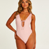 Texture high swimsuit, Pink