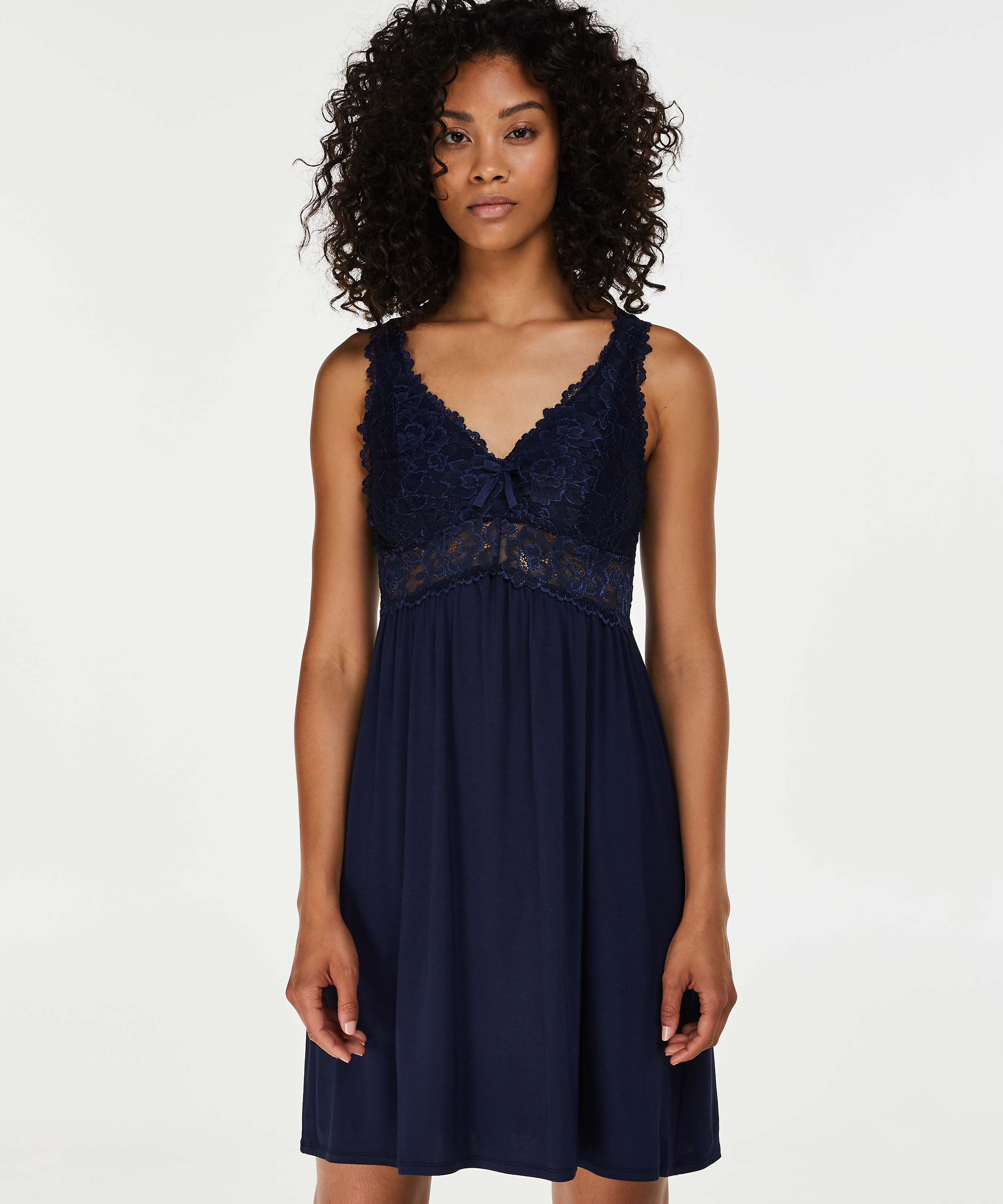 Modal Lace Slip Dress, Blue, main