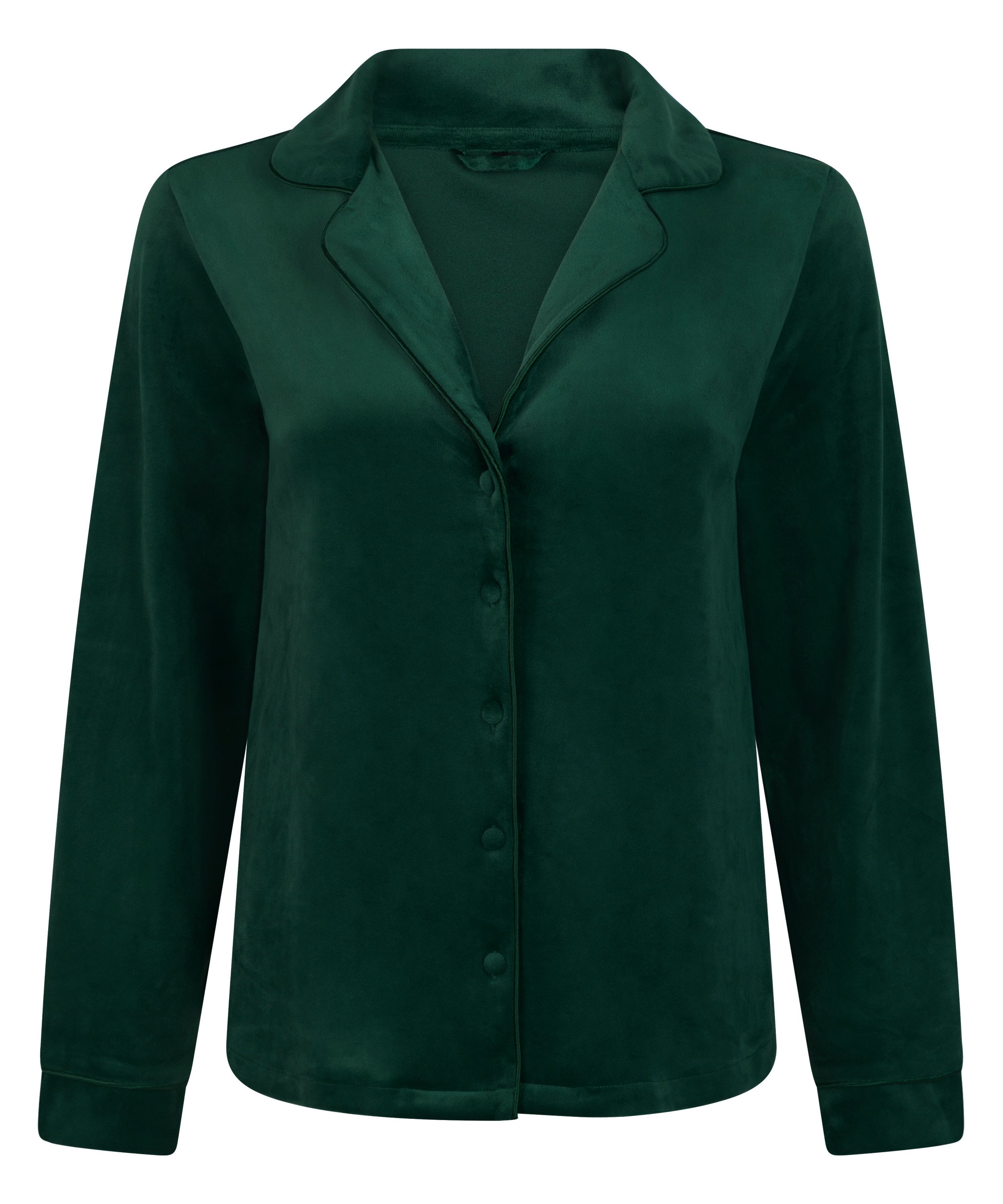 Velours Long-Sleeved Jacket, Green, main