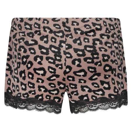 Leopard Velvet Pyjama Shorts, Pink