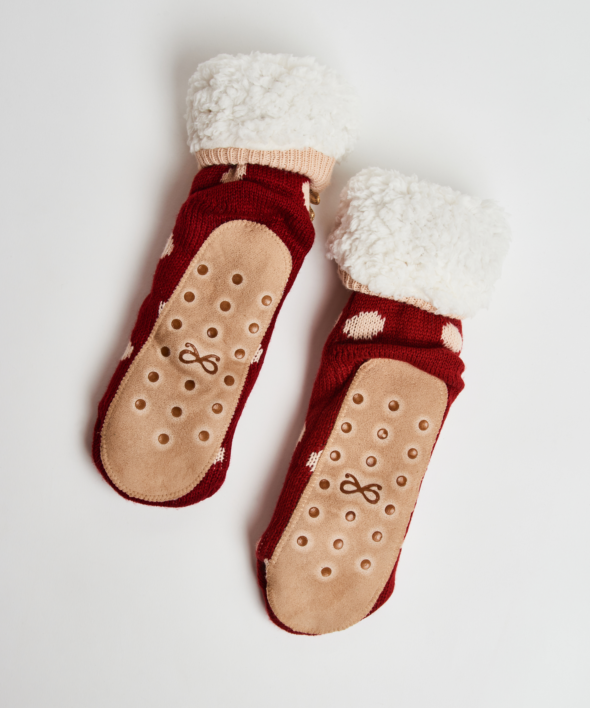 Deer slipper socks, White, main