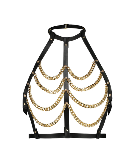 Faux Leather Chain Bralette, Black