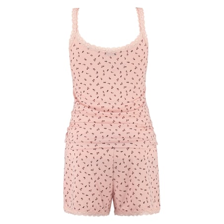 Ditsey rib jersey PJ short set, Pink