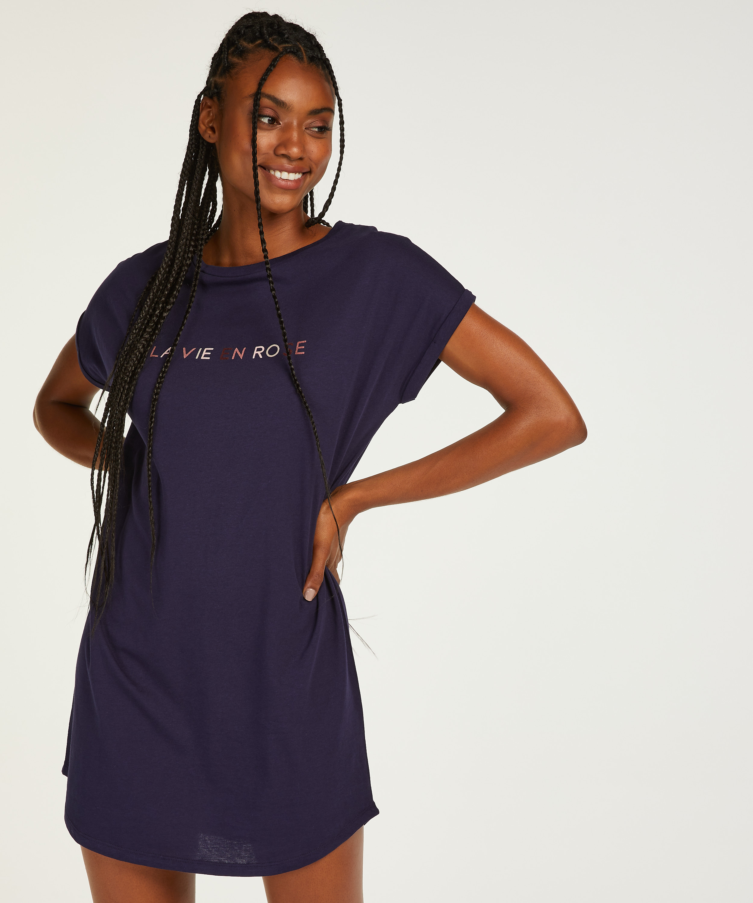 Round Neck Nightshirt, Blue, main