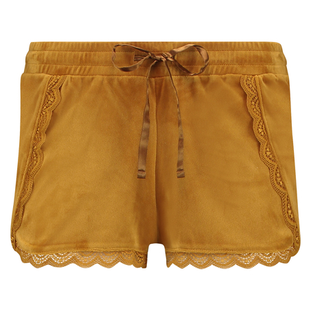 Velvet Lace Shorts, Yellow