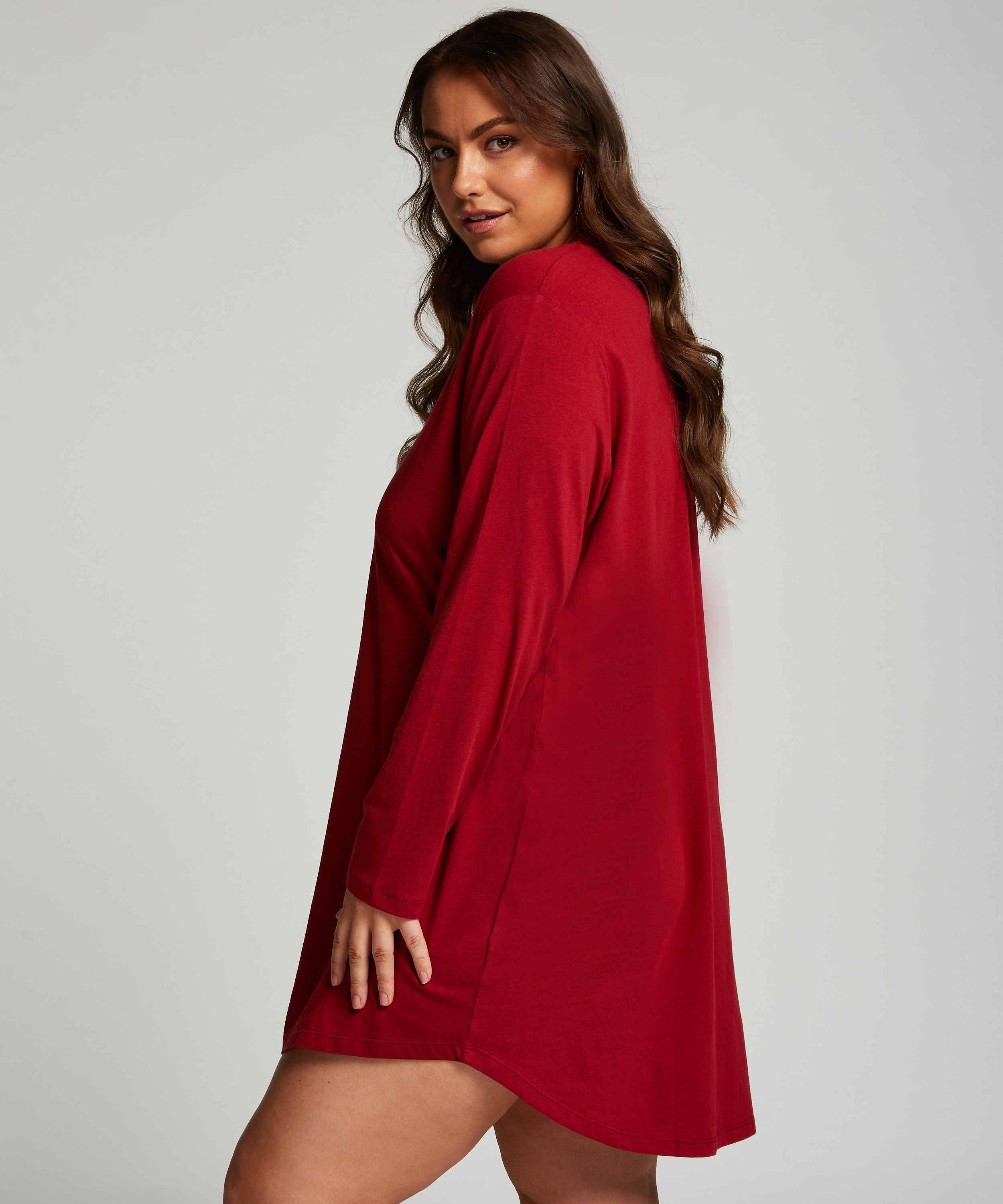 Round Neck Nightshirt, Red, main