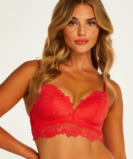Shiloh Padded Non-wired Longline Bra, Red
