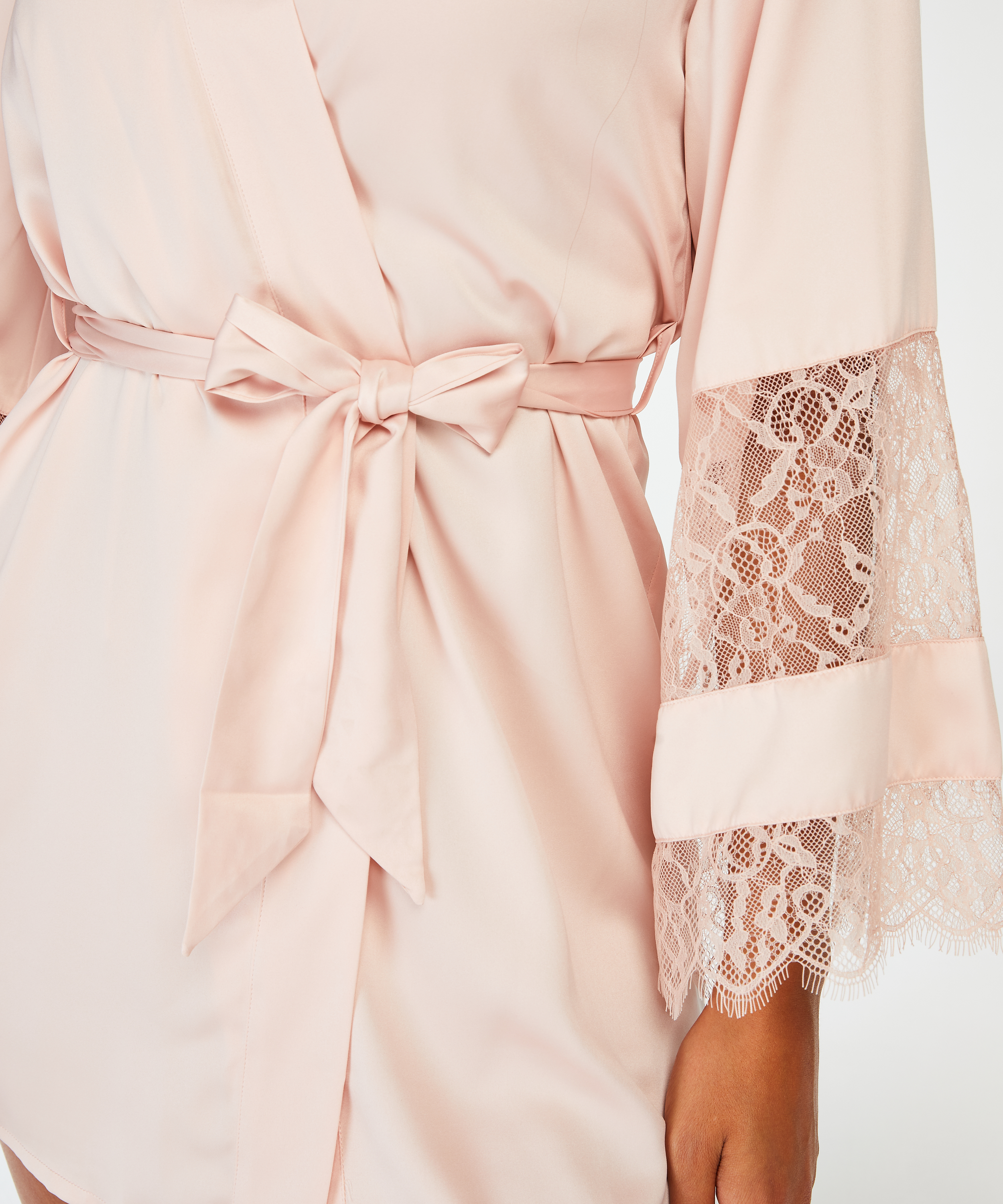 Satin Lace Kimono, Pink, main