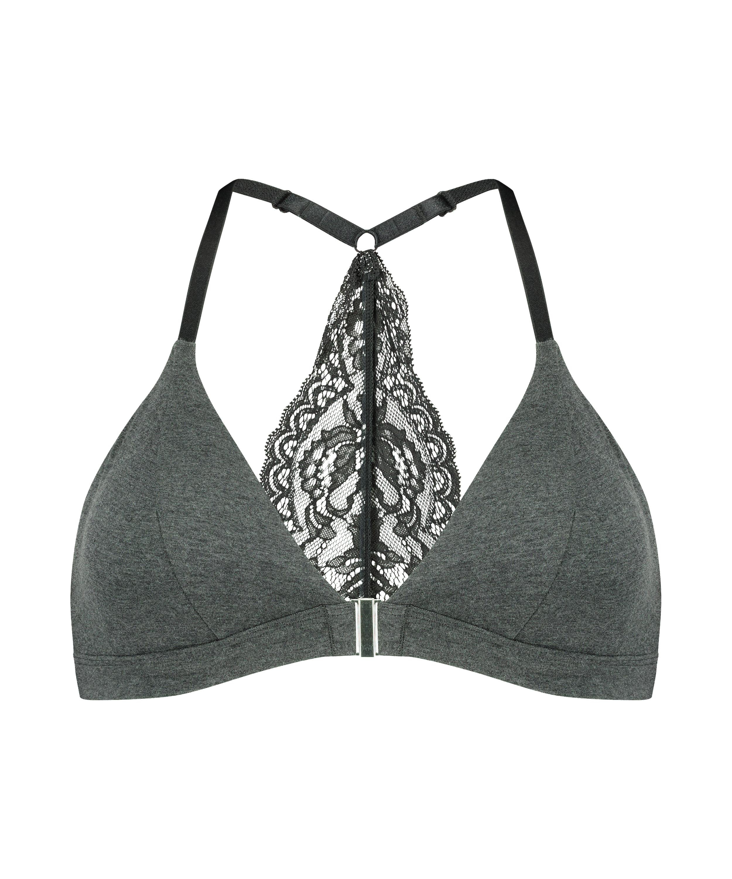 Chloe Cotton Padded Triangle Bralette, Grey, main