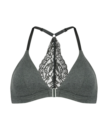 Chloe Cotton Padded Triangle Bralette, Grey