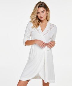 Modal Lace Bathrobe, White