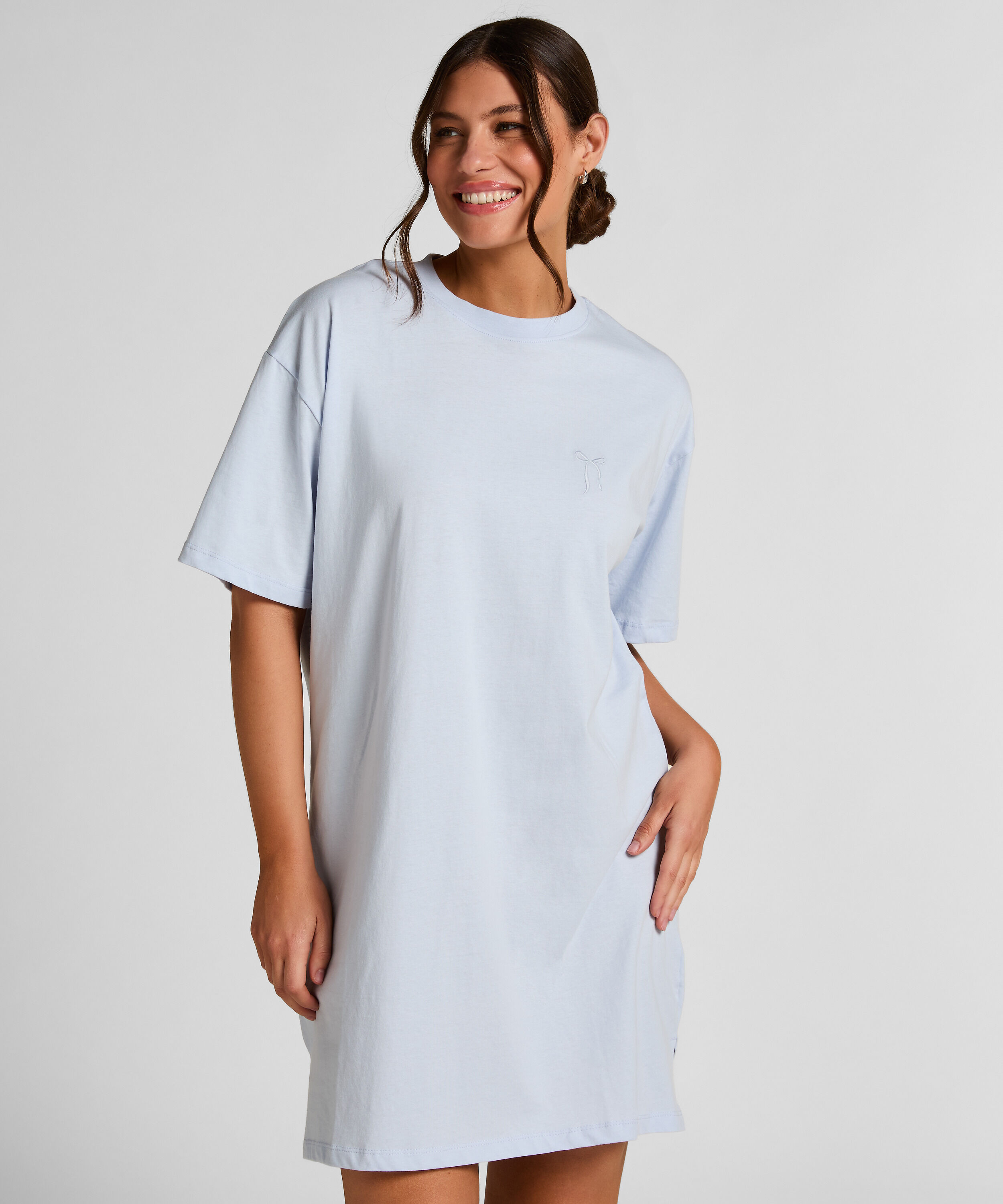 Round Neck Nightshirt, Blue Round Neck Nightshirt, Blue