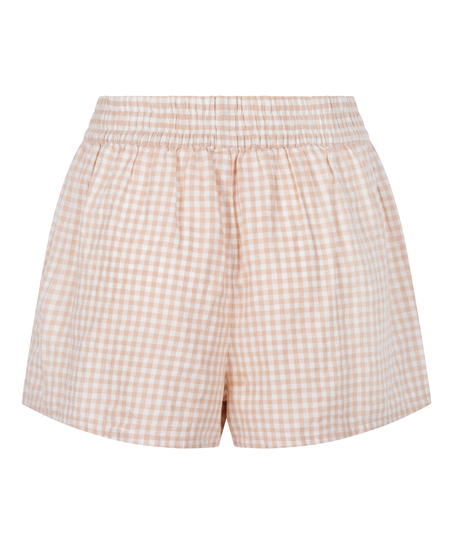 Short Linen Check, White