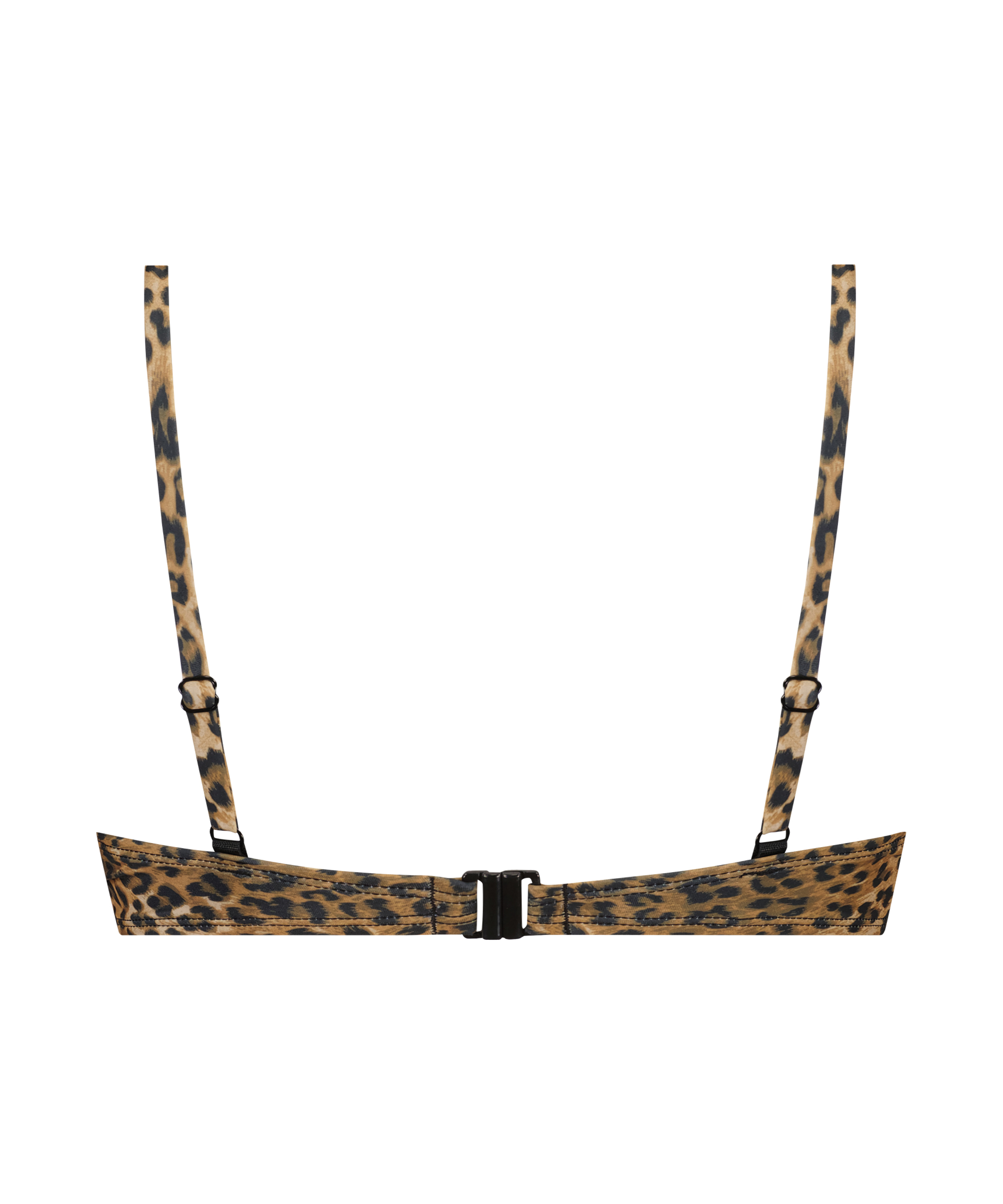Leopard padded underwired bikini top, Brown, main