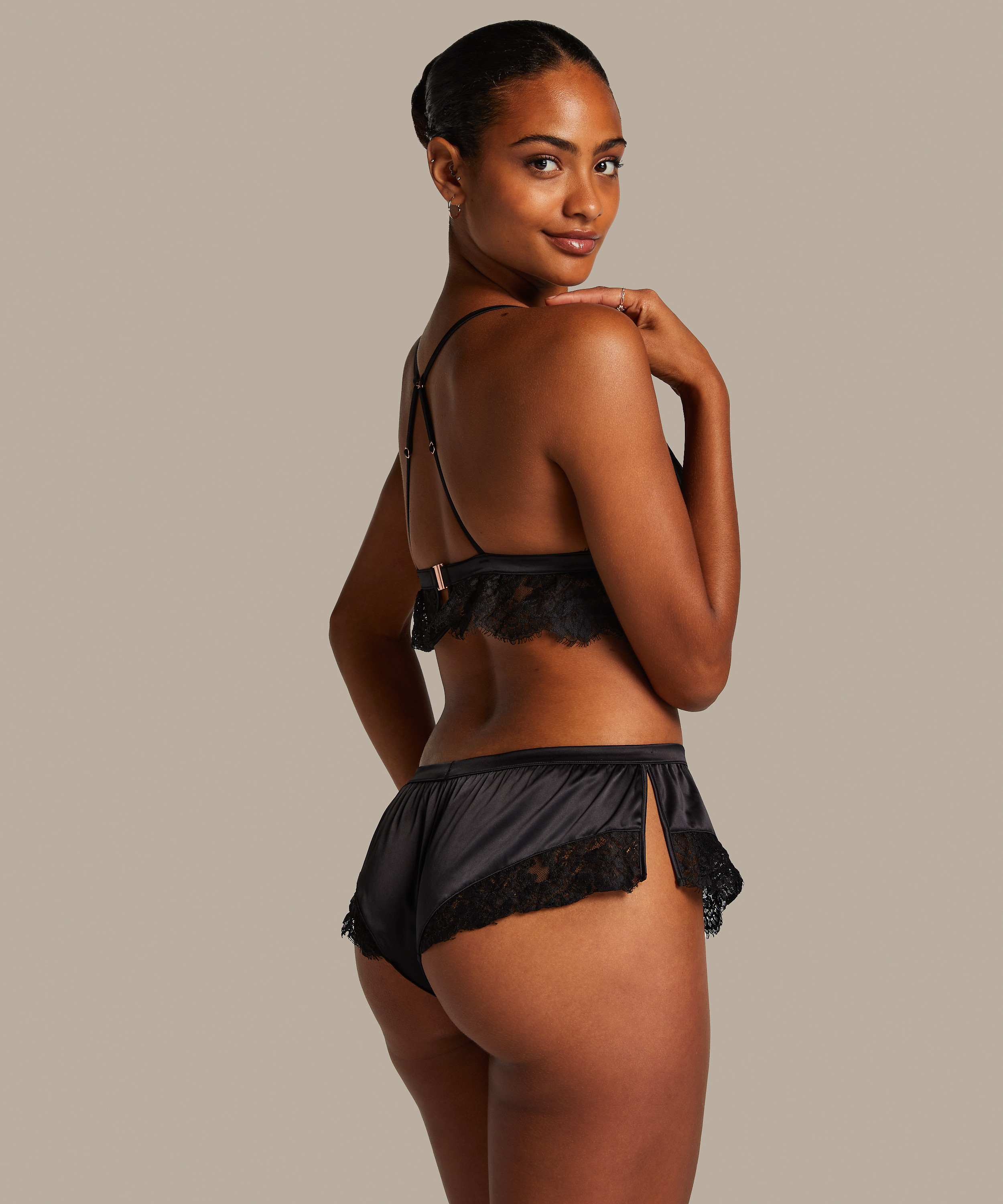 Valerie Lace French Knicker, Black, main