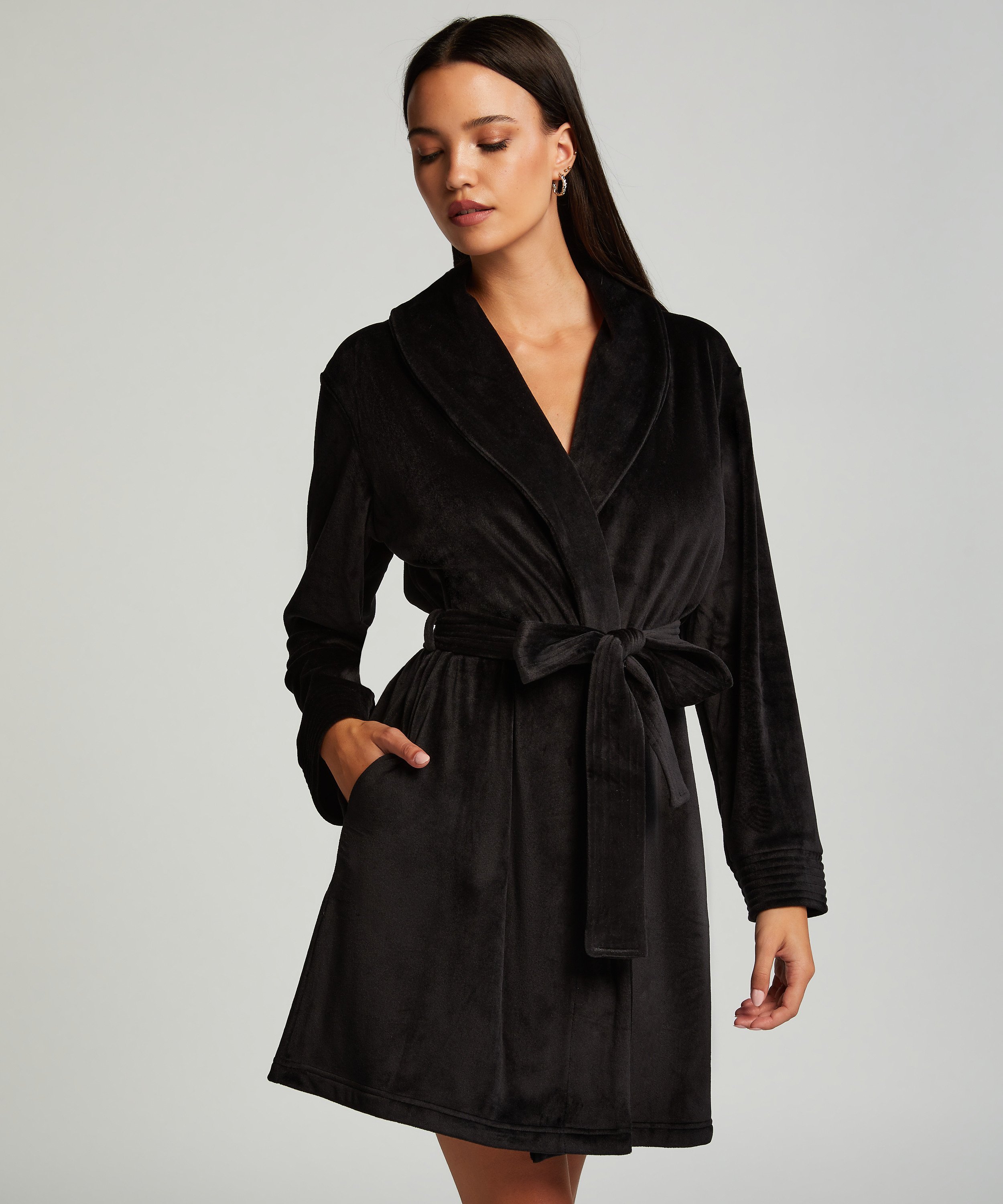Velours Bathrobe, Black, main
