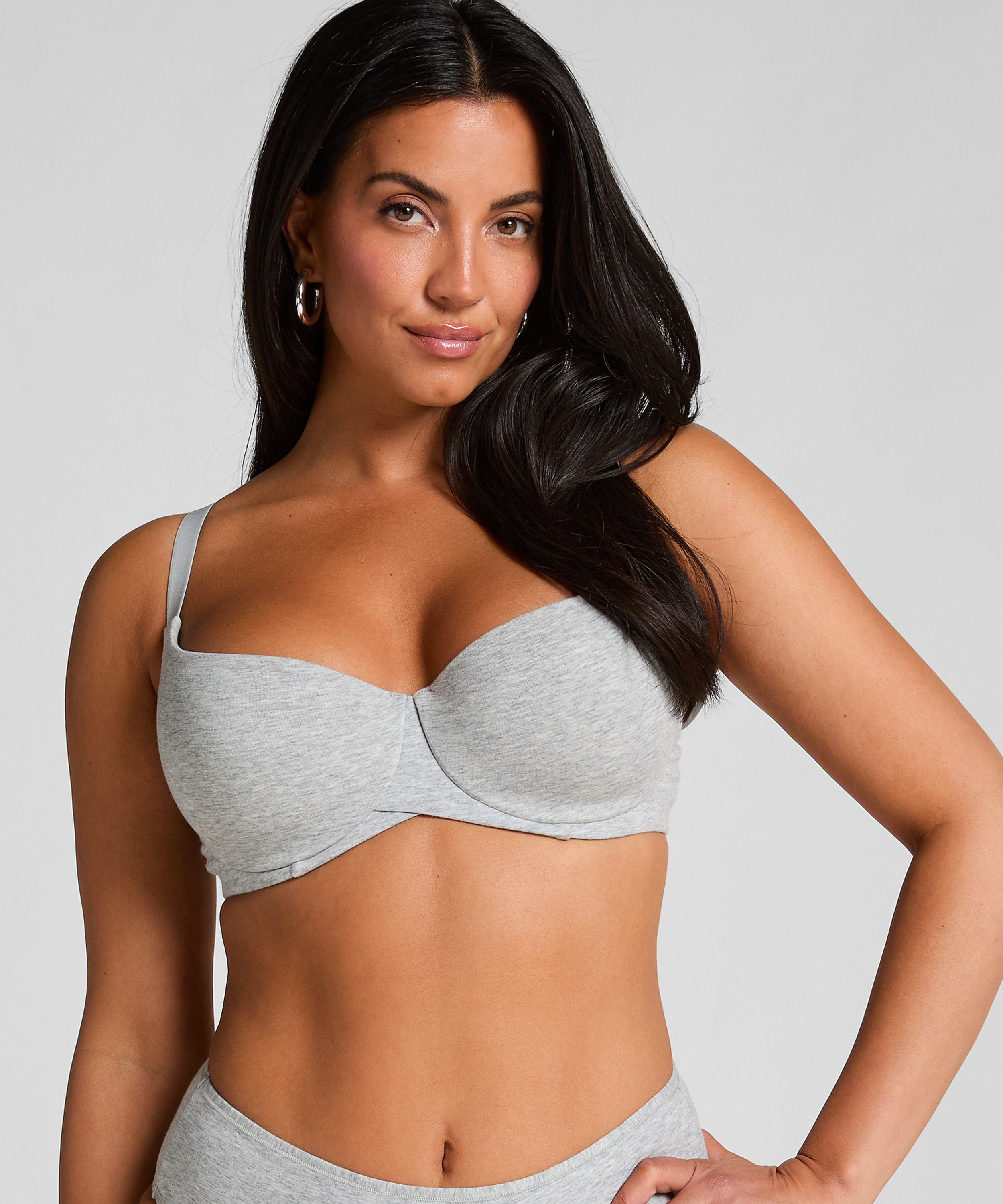 Cotton Padded Underwired Bra, Grey, main