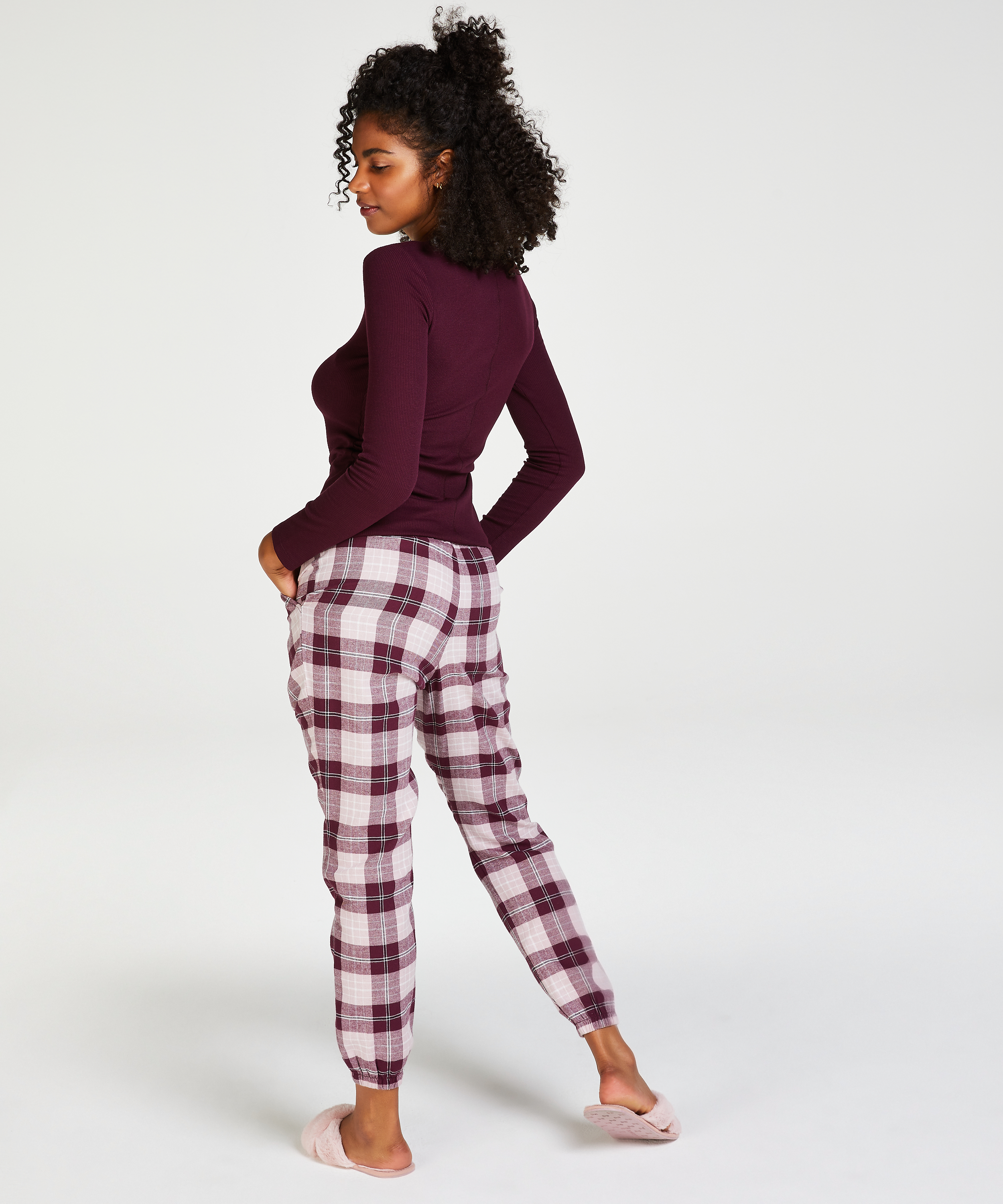 Petite Twill Check Pyjama Pants, Red, main