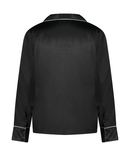 Satin Long-Sleeved Jacket, Black