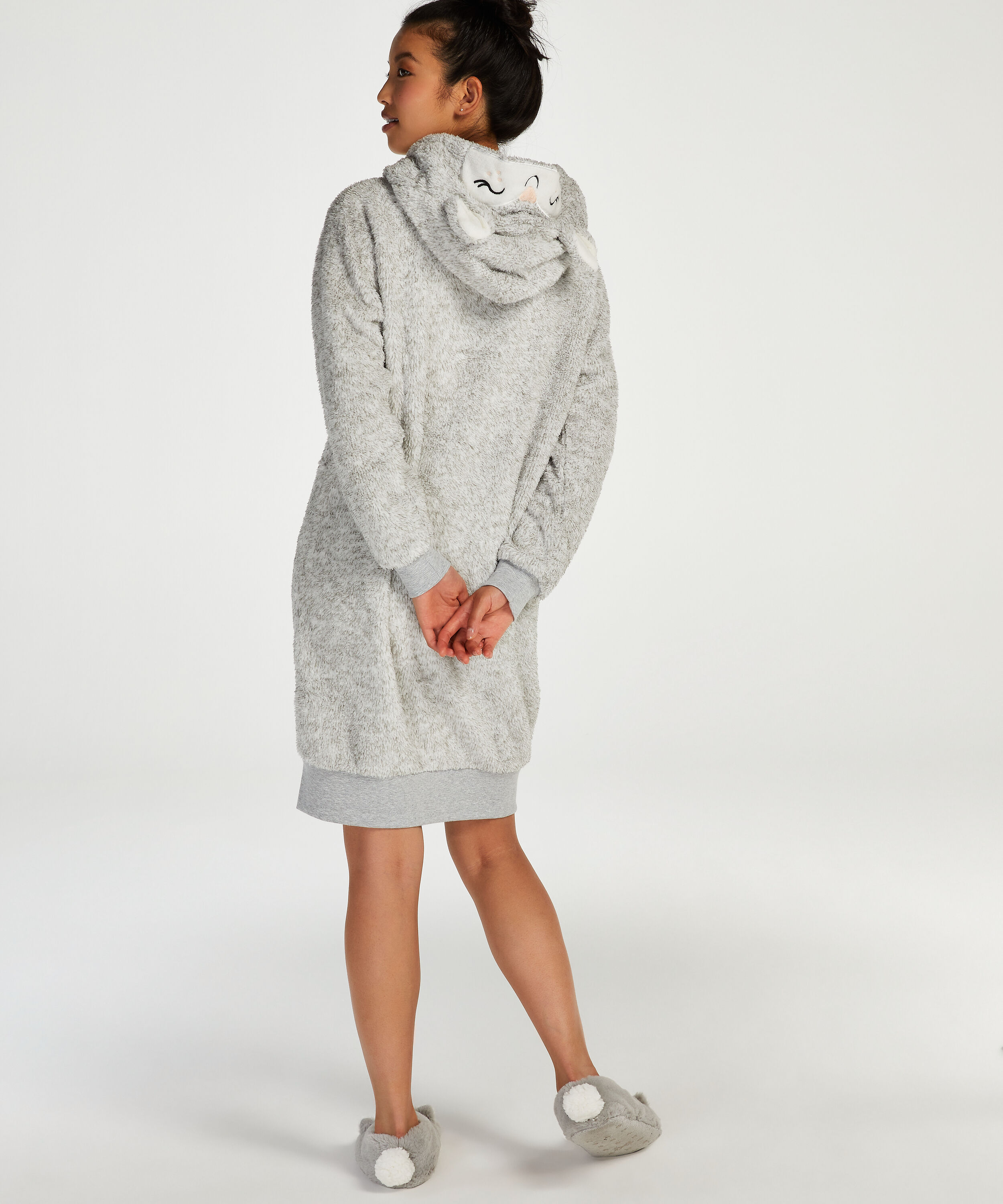 Fleece Bathrobe, Grey