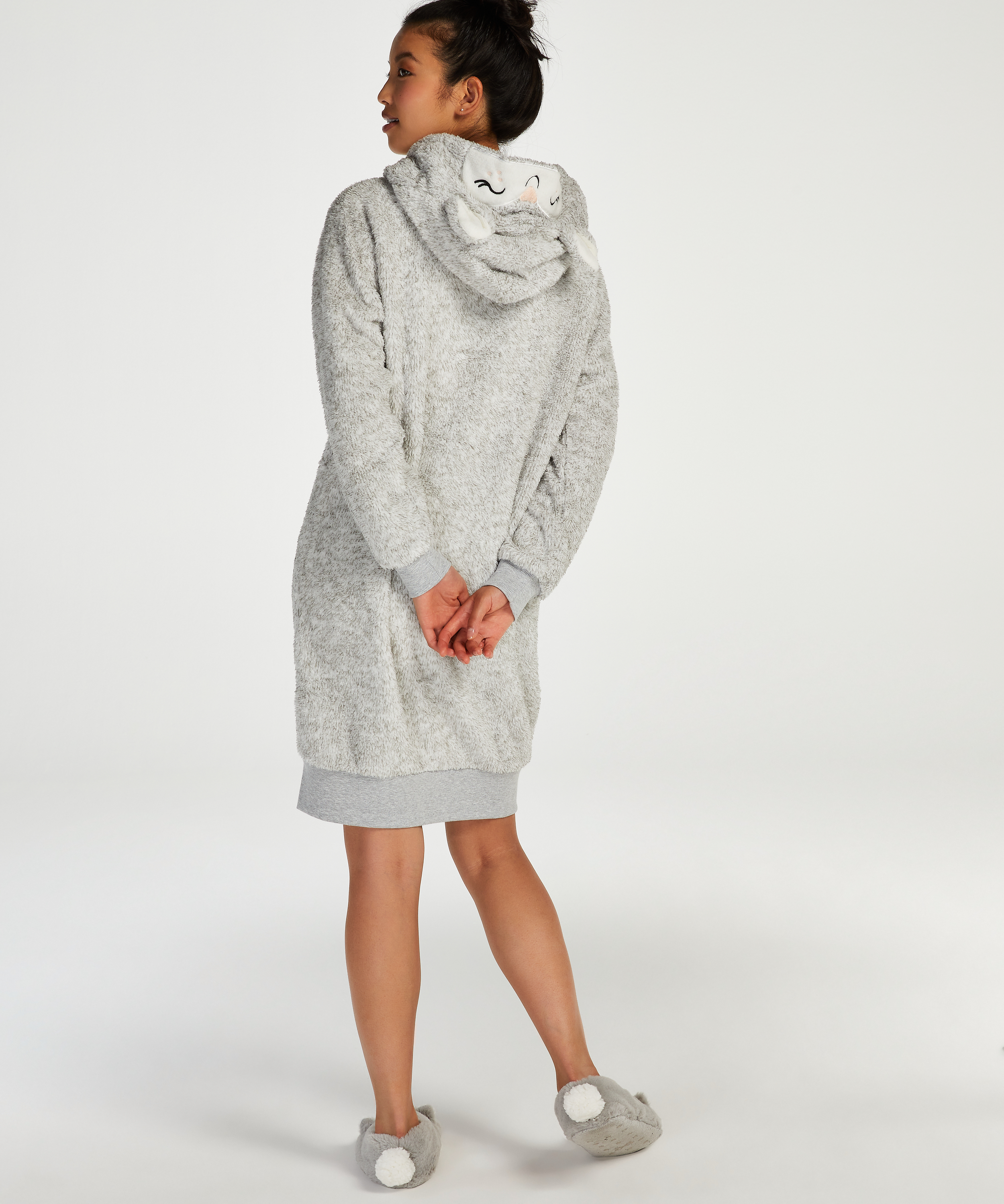 Fleece Bathrobe, Grey, main