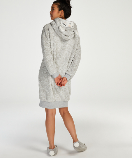 Fleece Bathrobe, Grey