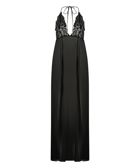 Lily Satin Chiffon Dress, Black