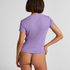 Ribbed Crew Neck Short-Sleeved Pyjama Top, Purple