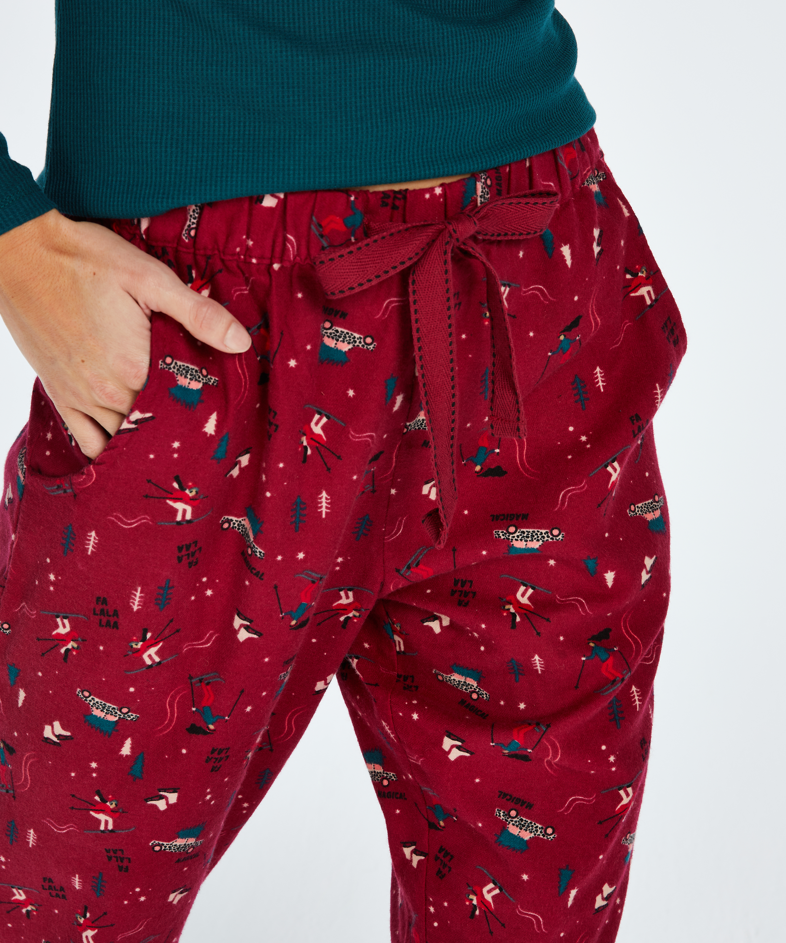 Twill Pyjama Pants, Red, main