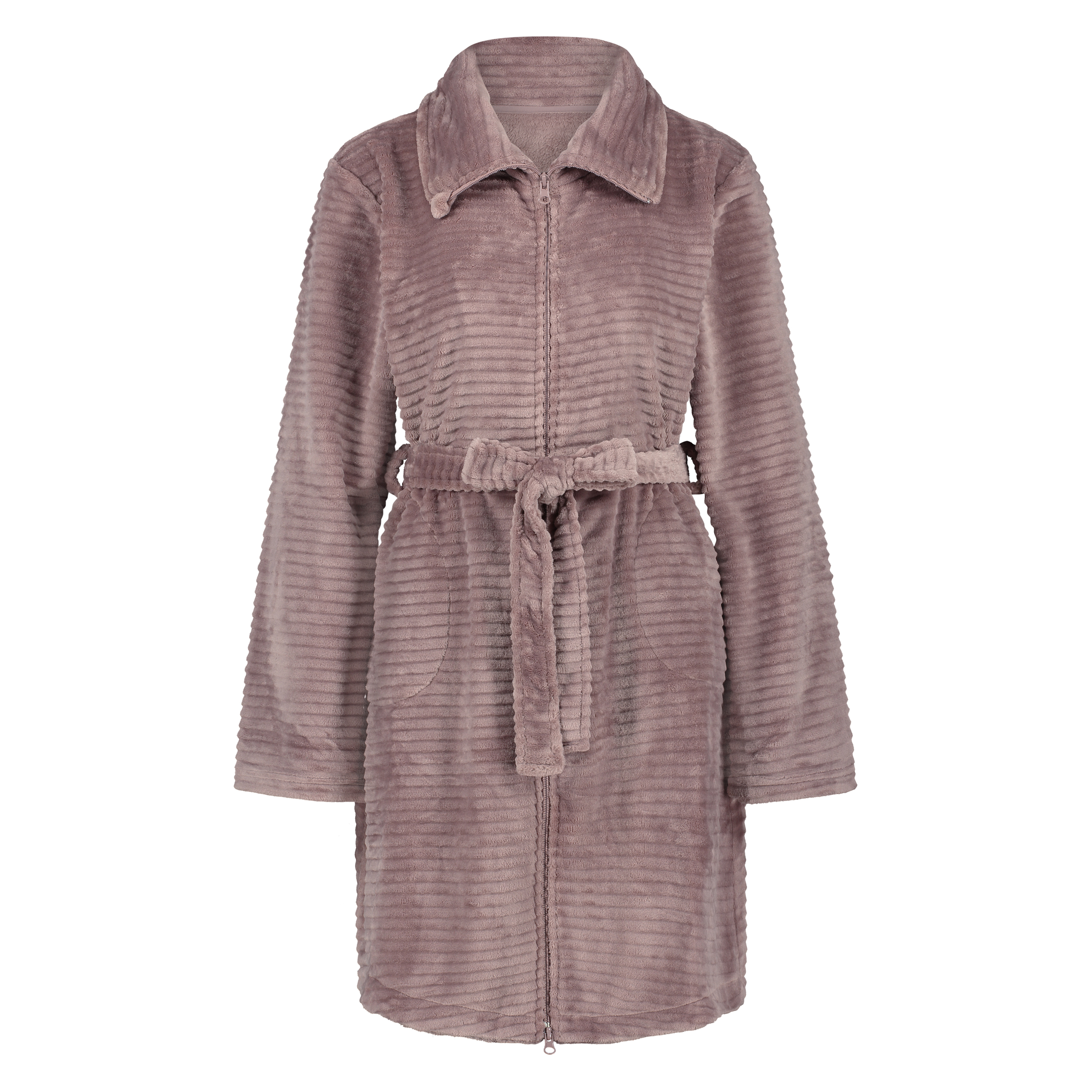 Fleece zip bathrobe, Pink, main