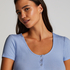 Henley Short Sleeved Pyjama Top, Blue