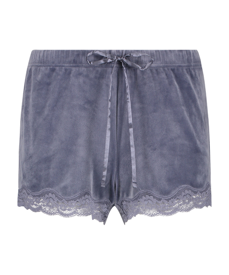 Velvet lace shorts, Grey