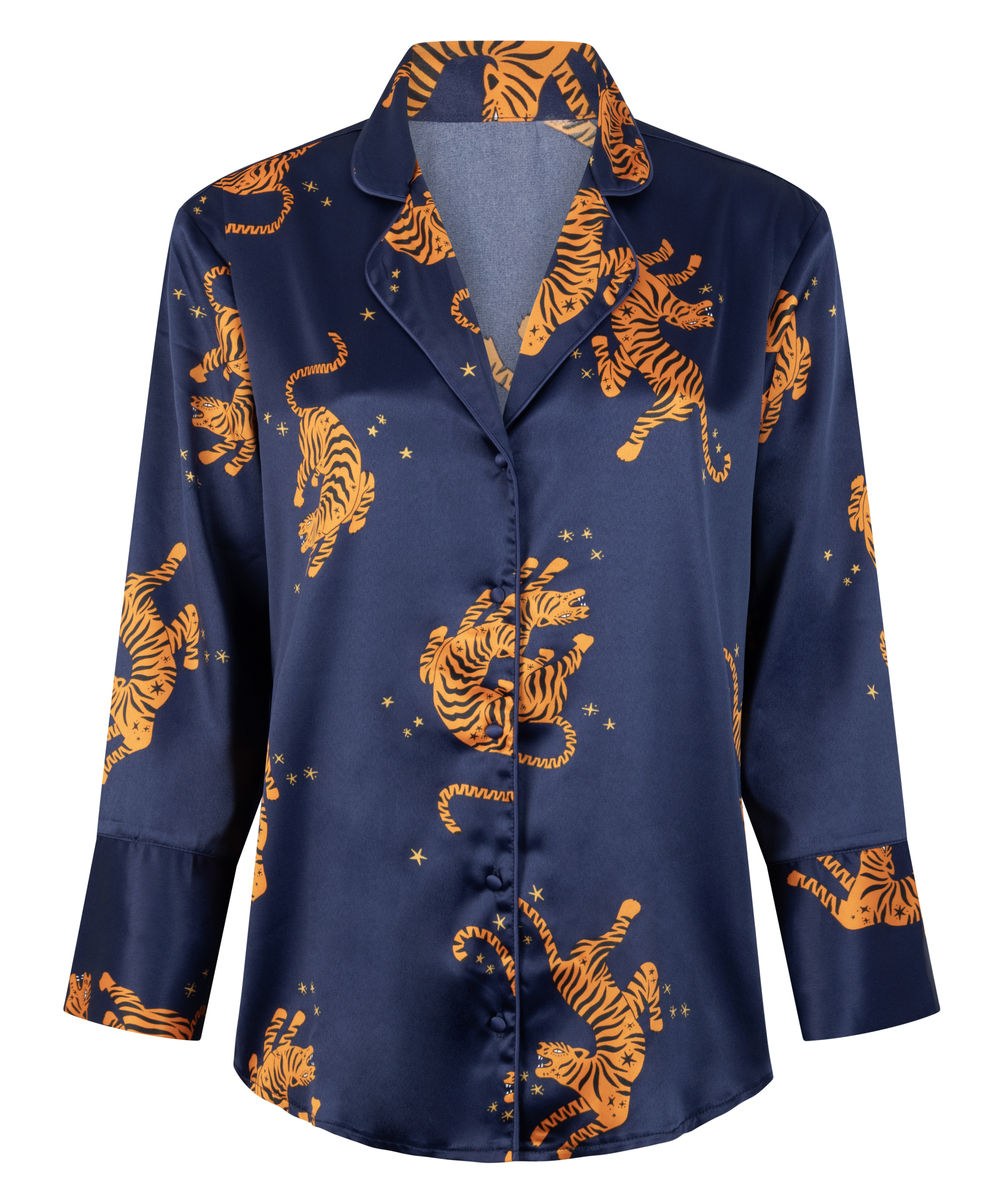 Satin Long-Sleeved Jacket, Blue, main