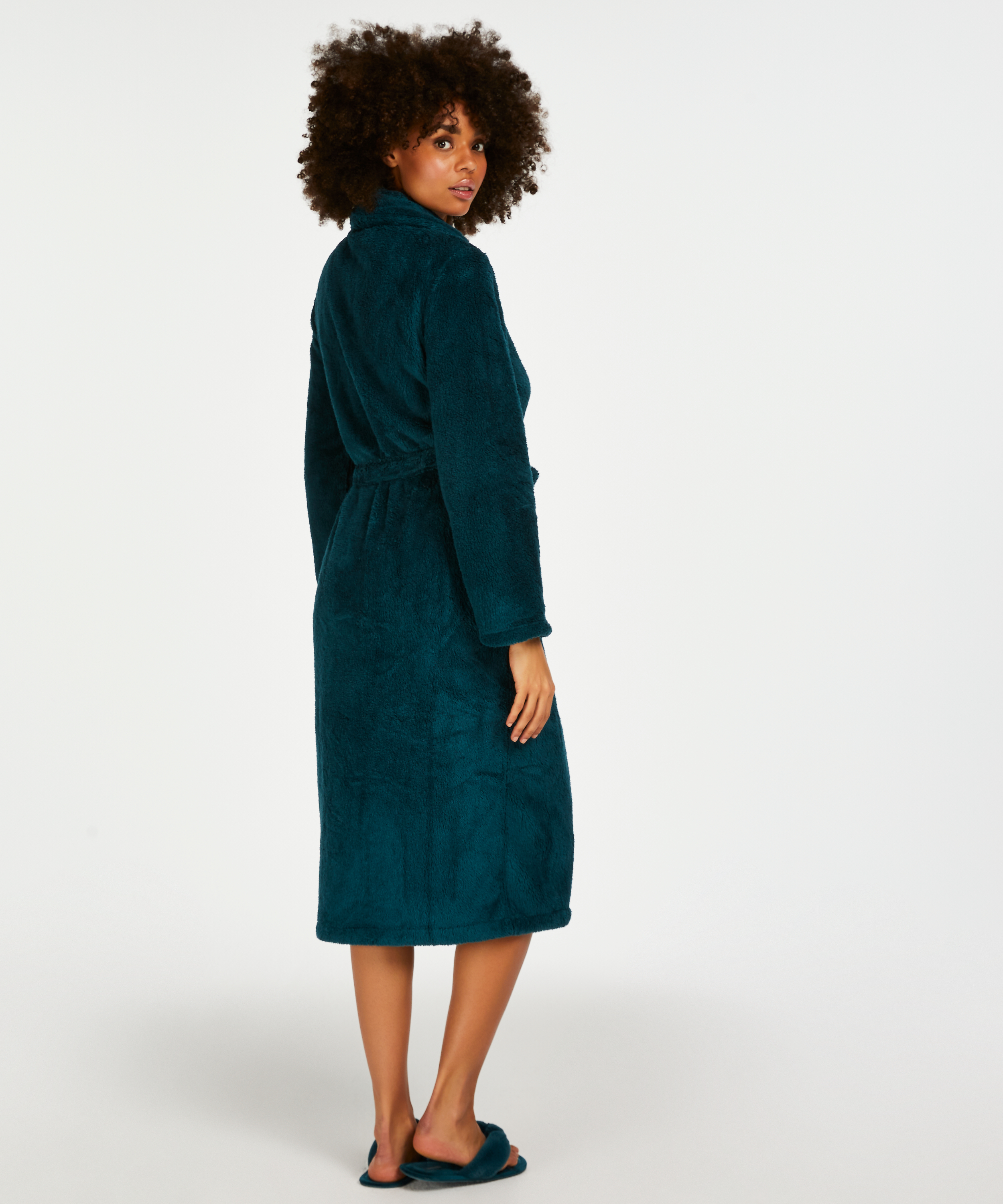 Fleece Bathrobe, Blue, main