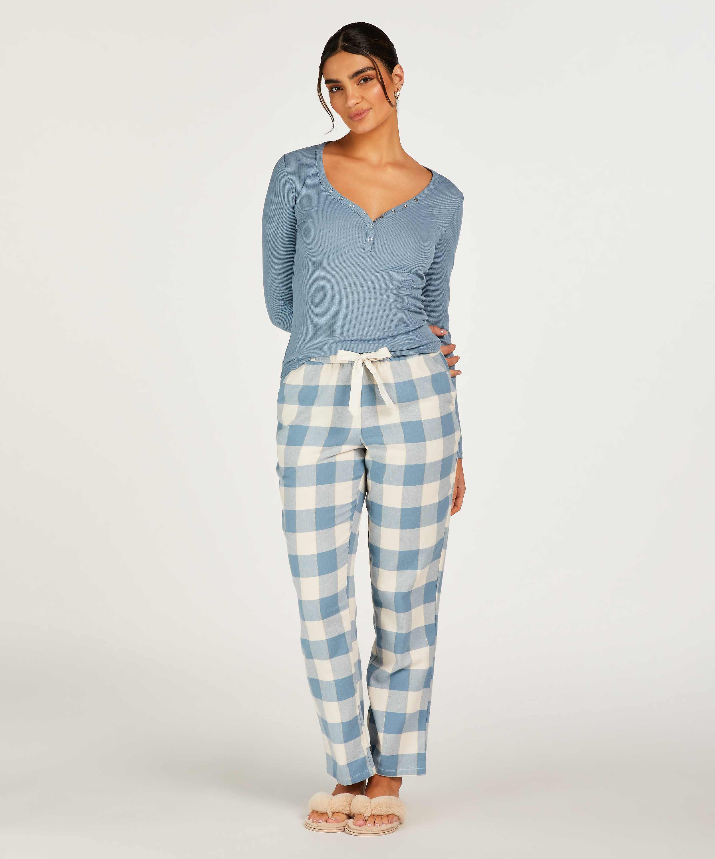 Long-Sleeved Pyjama Top, Blue, main